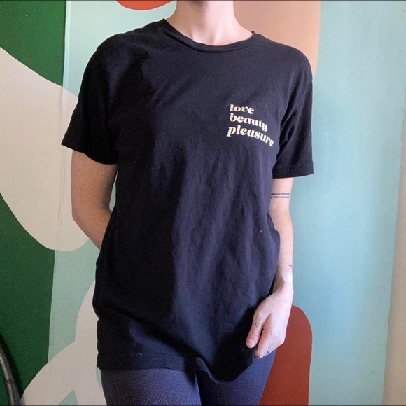Medium Soft Black Tee- Love, Beauty, Pleasure by La Sirena - Picture 2 of 3
